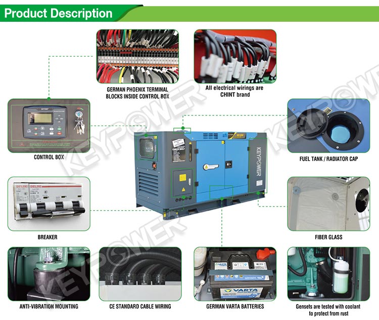 100 kVA Power Genset 水冷柴油发电机组配6BT5.9-G2发动机